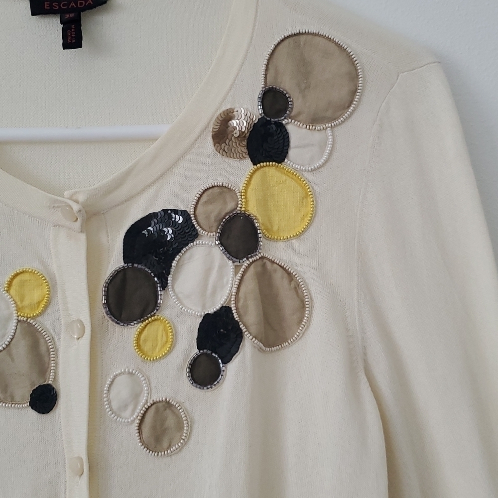 Escada Embellished Cardigan Sweater Size 38 equivalent to Size M in US - Picture 7 of 9